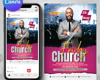 Church Night Flyer | Church Concert Flyer | Church Event Flyer | Church Event Card | Church Instagram Flyer | Church Poster | Canva Template