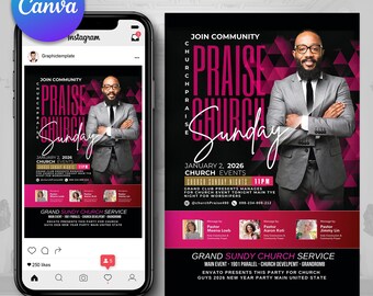 Faith Flyer, Church Announcement, Sunday Event, Bible Flyer, Church Night Flyer, Worship Flyer, Youth Flyer, Revival Service, Praise service