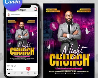 Church Night Flyer | Church Flyer | Church Concert Flyer | Church Prayer Invite | Instagram Flyer | Church Hope | Gospel Flyer | Canva Flyer