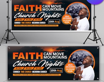 Church Banner, Pastor Anniversary Sign, Worship Banner, Vinyl Signage, Church Billboard, Canva Template, Horizontal Sign, Convocation Banner
