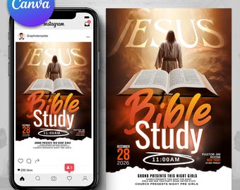 Bible Study Flyer, Grad Sunday Church Flyer, Church Education Flyer, Christian Flyers, Instagram Flyers, Church Canva Flyer, Midweek Service