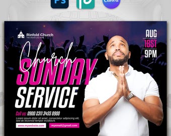 Sunday Sermon, Bible Eve, Spirit Revival, Worship Service, Revival Night, Christian Event, Sunday Service Flyer, Prayer Flyer, Church Flyer