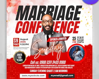 Marriage Conference Flyers, Editable Canva Design, Christian Couple Event Flyer, Church Marriage Seminar Invite, Wedding Workshop Flyer, PDF