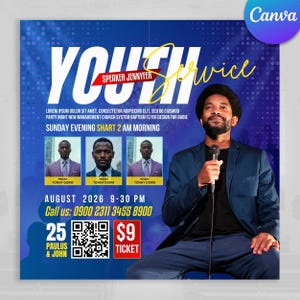Youth Service Flyer, Youth Church Flyer, Church Concert Flyer, Church Services Flyer, Church Revival, Church Prayer Flyer, Canva Flyer, Pdfs