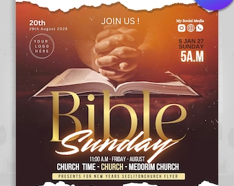 Bible Study Flyer, Church Study, Holy Bible, Canva Template, Worship Flyer, Sunday Service, Church Flyer, Church Revival, Church Convocation
