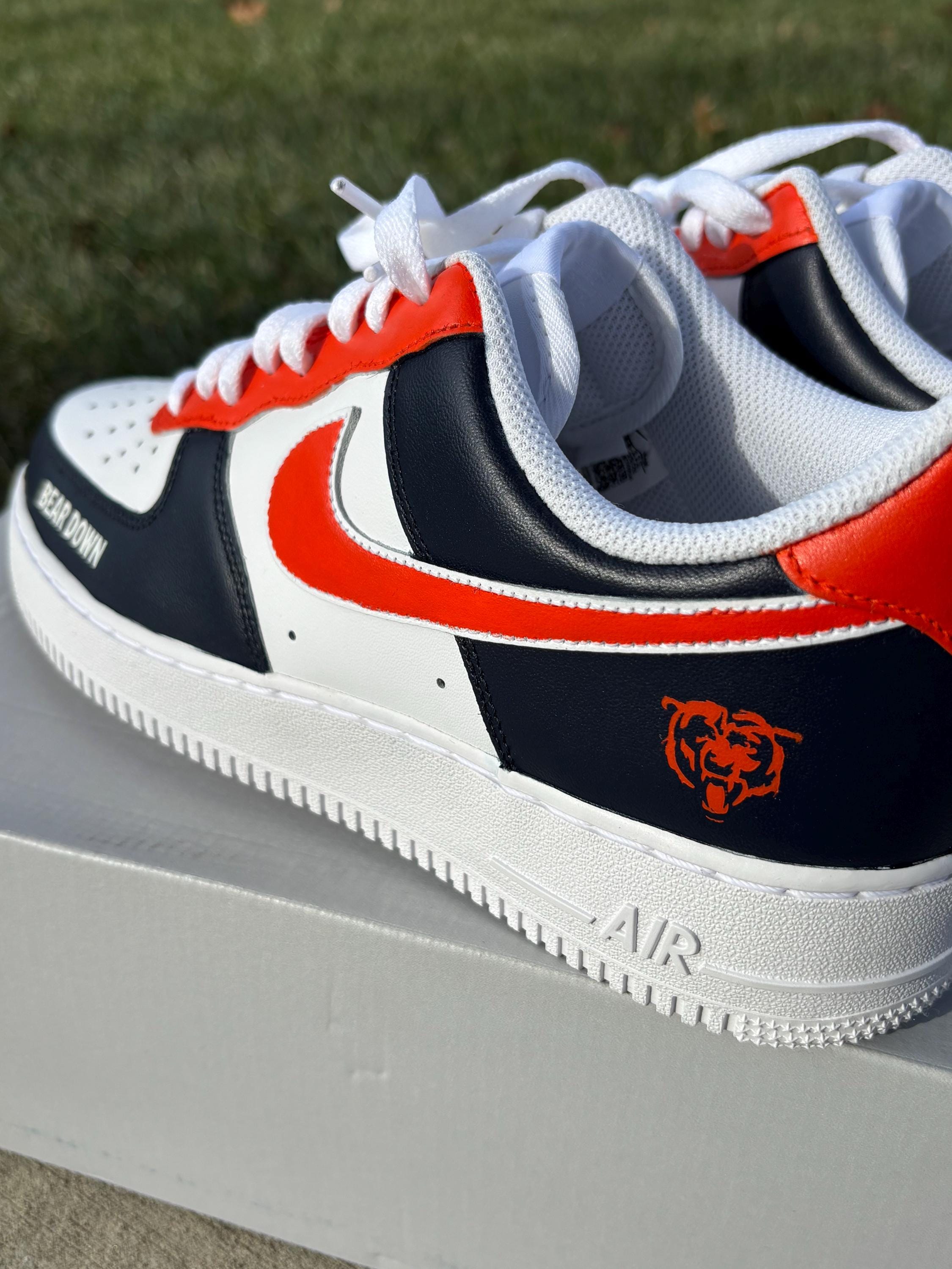 Nike Men\'s Black and Orange Athletic Shoes custom made Chicago bears Custom Nike Air Force 1 Chicago Bears “bear Down” Shoes  main image 3