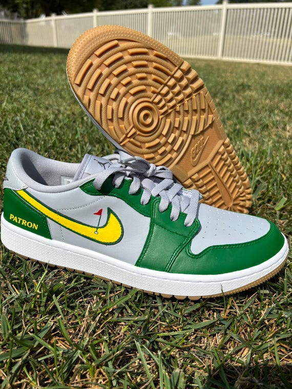 Jordan 1 Low Golf Masters Theme Custom Shoes Gray Gum Patron - Etsy