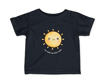 Cute Sunny Infant Tee, Baby Shirt, Summer Apparel, Toddler Gift, Birthday Outfit, Baby Shower Gift - You Make My Heart Smile, Infant Fine