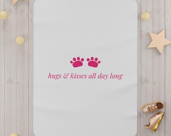Hugs & Kisses Toddler Blanket, Cozy Nursery Gift, Baby Shower Bedding, Nursing Mom Gift, Girl Boy Kids Room Decor