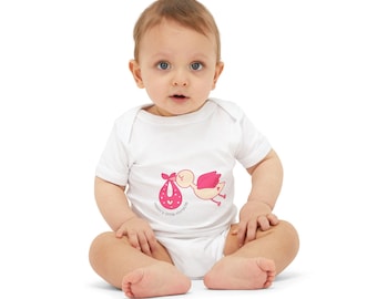 Baby Bodysuit, Stork Design Infant Jersey, Newborn Gift, Baby Shower, Cute Onesie, Gender Neutral Infant Clothing