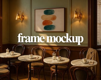Pariser Cafe Gerahmtes Kunst Mockup - Warme Beleuchtung, PSD (Digitaler Download)
