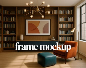 Mockup bibliotheeklijst: horizontale PSD voor digitale kunst