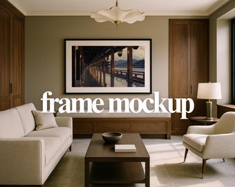 Neutral Living Room Frame Mockup – Horizontal PSD Poster Display (Digital Download)