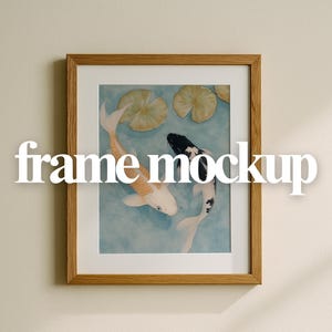 Vertical Wall Art Mockup for Printable Art – Framed Poster Mockup with Wood Frame, Natural Light, Neutral Wall, PSD Smart Object Ready