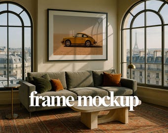 Framed Print Mockup PSD – Paris Apartment Living Room (Digital Download)