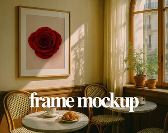 Paris Cafe Framed Print Mockup – Elegant Natural Light, PSD Template