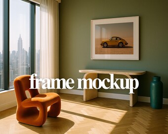 Framed Wall Art Mockup PSD – Modern NYC Interior (Digital Download)