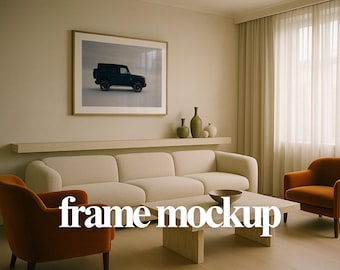 Horizontal Frame Mockup – Cream Sofa, Modern Living Room (PSD)