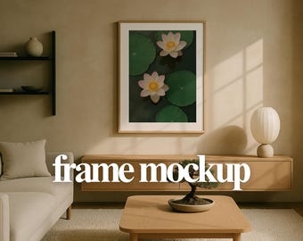 Japandi Frame Mockup – Vertical PSD, Zen Interior (Digital Download)