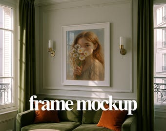 Framed Wall Art Mockup PSD – Elegant Living Room Interior