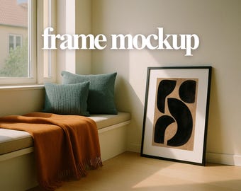 Vertical Framed Poster Mockup – Natural Light Window Scene (PSD)
