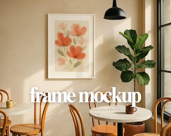 Cafe Print Mockup PSD - Gerahmtes Kunstdisplay (Digitaler Download)