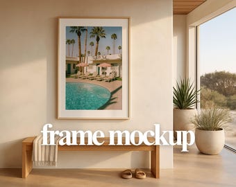 Desert Home Framed Art Mockup | Entryway Print Scene (Digital Download)