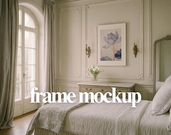Bedroom Wall Art Mockup PSD – Vertical Frame, Neutral Interior (Digital Download)