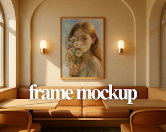 Vertikaler Rahmen Mockup - Elegantes Cafe, weiche Schatten (PSD)