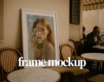 Pariser Cafe gerahmter Druck Mockup - Vertikales Kunstwerk Display (PSD)