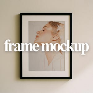 Black Frame Wall Art Mockup for Digital Prints – Vertical Poster Mockup, Neutral Wall, Realistic Frame Shadow, Smart PSD Template