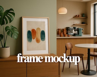 Vertical Frame Mockup – Kitchen Cafe Scene PSD (Digital Download)