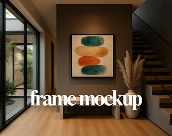 Modern Hallway Art Mockup | Square Frame, Minimalist Interior (Digital Download)