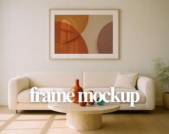 Horizontal Framed Print Mockup – Natural Light Living Room (PSD)
