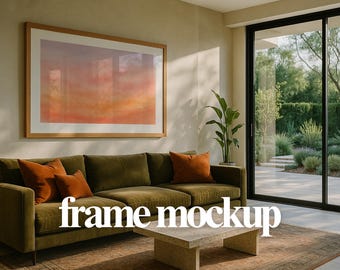 Horizontal Frame Mockup – Sunlit Living Room Scene (PSD)