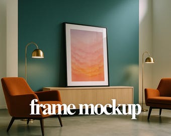 Vertical Frame Mockup PSD – Modern Living Room Display