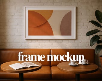 Cafe gerahmter Druck Mockup - Horizontales Kunstdisplay (PSD)