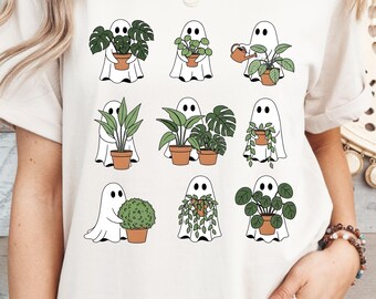 植物好きへのハロウィンギフト、ハロウィンガーデニングPNG、植物好きへのハロウィンギフト、ゴースト植物好きPNG、ハロウィン植物好き女性PNG