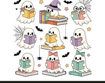 Halloween Ghost Lesebuch PNG: Buchliebhaber Digital Kunst