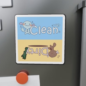 Funny Chicken Clean/Dirty Dishwasher Magnet - Double Sided Kitchen Refrigerator Sign, Farmhouse Decor