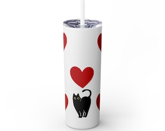 Cat Heart Tumbler - 20oz Stainless Steel Insulated Drinkware