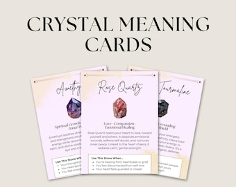 Printable Crystal Meaning Cards: Editable Information & Healing Guide (Digital Download)
