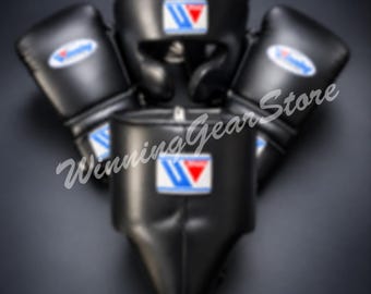 Gepersonaliseerde boksset voor winnaars, bokshandschoenen, hoofdbeschermer en kruisbeschermer – Gepersonaliseerde boksuitrusting van rundleer, het beste kerstcadeau