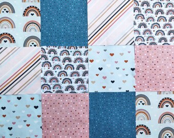 Quilt Kit for Baby Quilt Top | Rainbows & Hearts Pre-cut Quilt Top Adorable NEW!