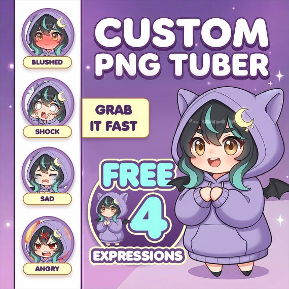 LIMITED OFFER !!! Custom PNGTuber Character | Chibi VTuber Avatar | Veadomini File | Ready for Streaming
