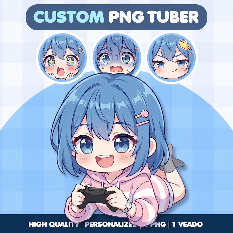 Begränsat erbjudande!!! Anpassad PNGTuber | Chibi- eller Anime-avatar | Streama-avatar | Veadotube-fil bild 9