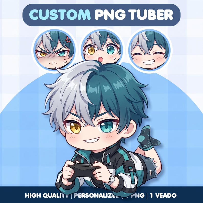 Begränsat erbjudande!!! Anpassad PNGTuber | Chibi- eller Anime-avatar | Streama-avatar | Veadotube-fil bild 3