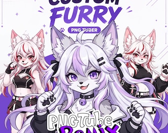 Anpassad pälsad PNGTuber-avataruppdrag | Anthro Reactive VTuber-modell för Twitch-streaming