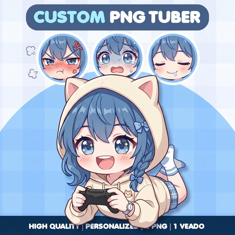 Begränsat erbjudande!!! Anpassad PNGTuber | Chibi- eller Anime-avatar | Streama-avatar | Veadotube-fil bild 6