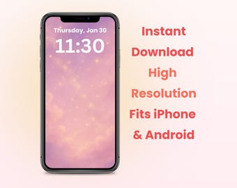 Pink Phone Wallpaper | Dreamy Starry Sky Cloud Background | Magical Lock Screen | Aesthetic iPhone Android Wallpaper